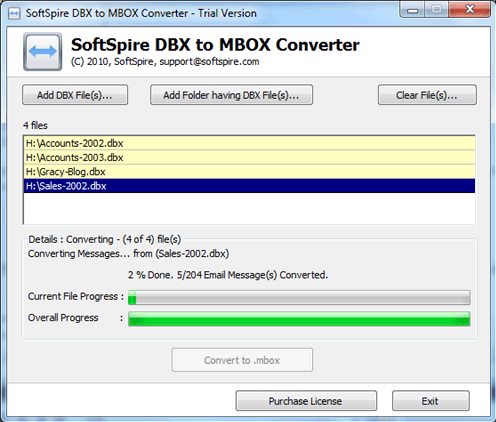 Converting DBX to MBOX 2.5.1 full