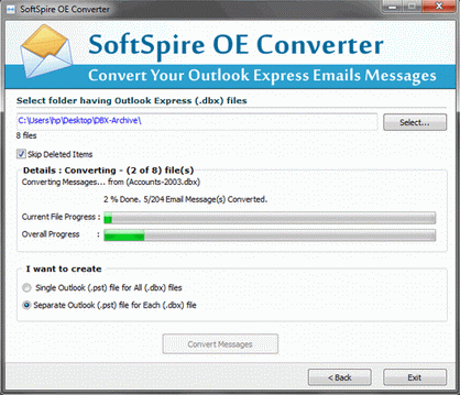 Convert .DBX into Outlook 2010 software