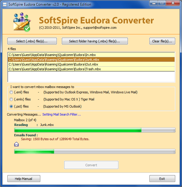 Eudora to Windows 7 Mail software
