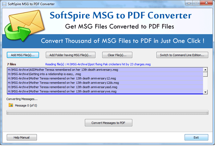 Convert multiple MSG to PDF software